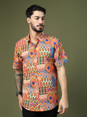 Vibrant Geometric Patchwork Printed Shirt
