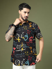 Urban Graffiti Black Graphic Printed Shirt