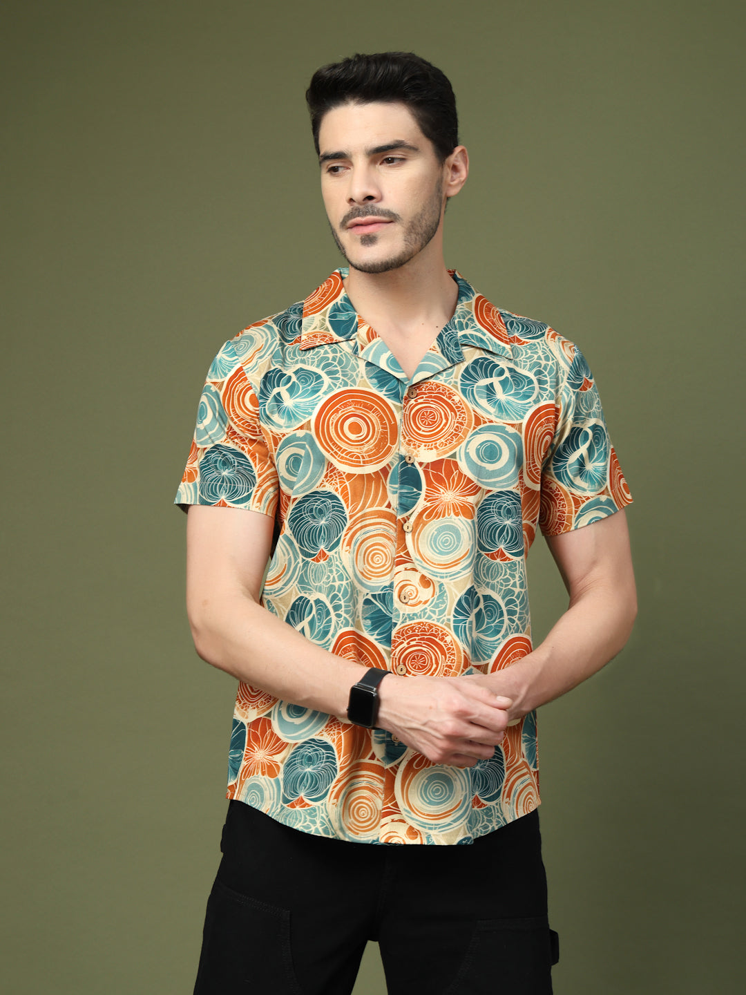 Multicolored Abstract Circles Printed Shirt