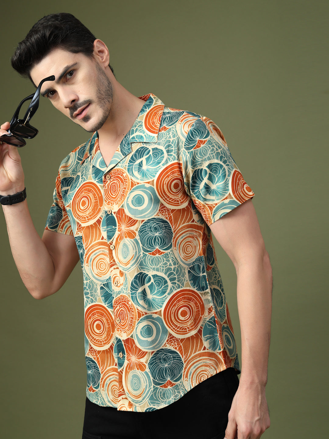 Multicolored Abstract Circles Printed Shirt