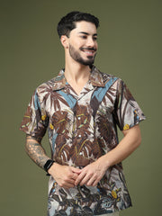 Tropical Multicolor Leaf Printed Resort Shirt