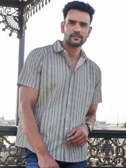Stylish Beige Patterned Casual Printed Shirt