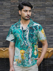 Tropical Jungle Art Print Cotton Shirt