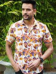 Tropical Multicolor Leaf Printed Summer Casual Shirt