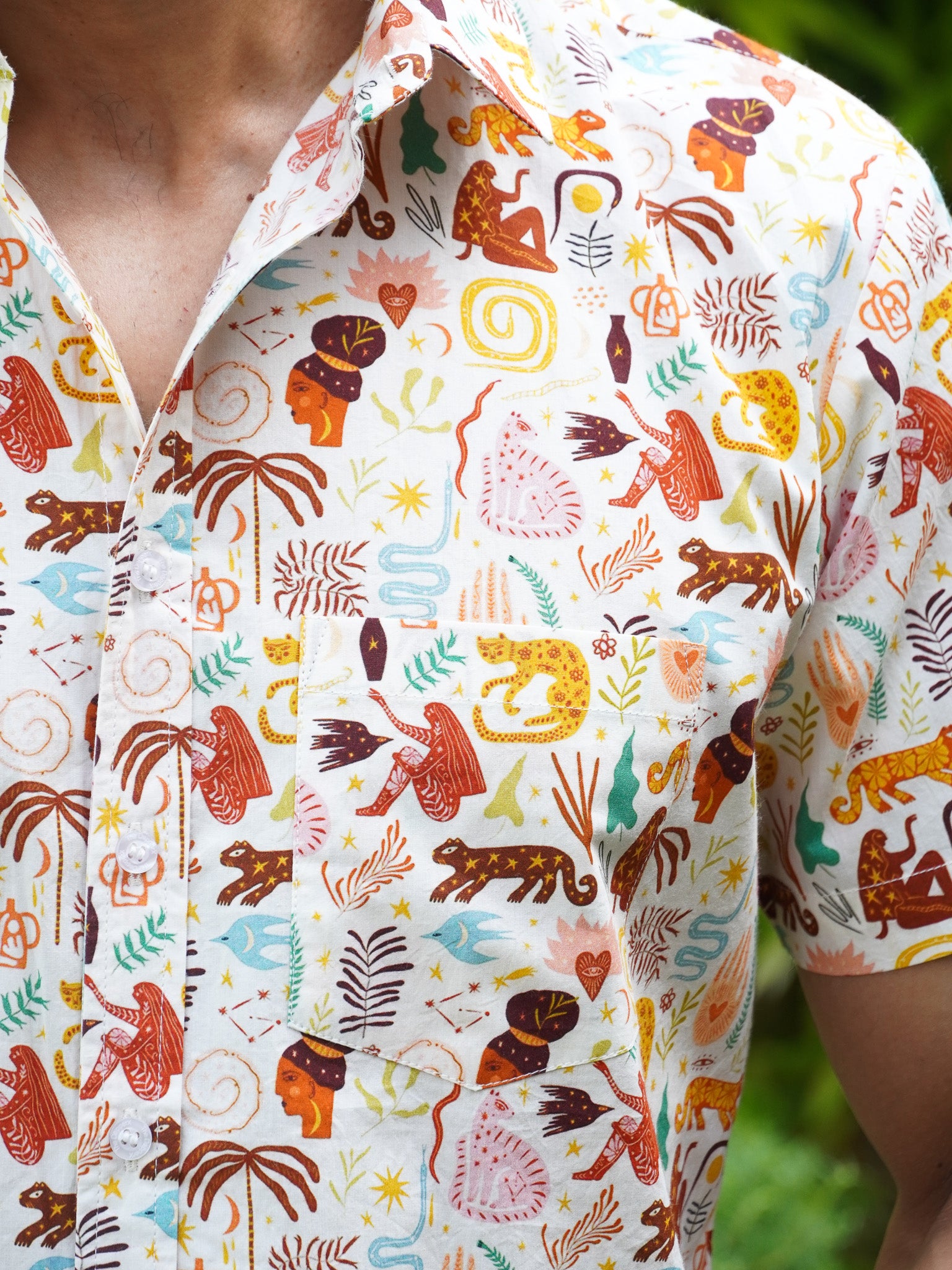 Multicolor Jungle Safari Cotton Printed Shirt