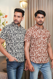 Brown & Black Abstract Printed Shirt (Pack of 2)