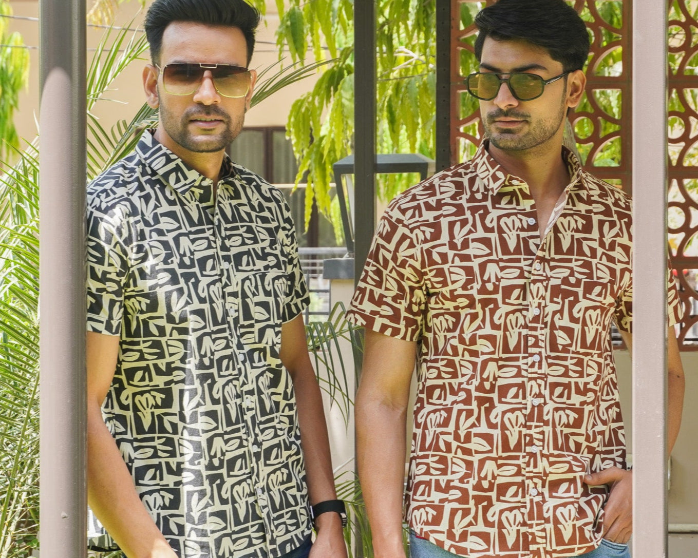 Abstract Printed Cotton Casual Shirts for Men - Pack of 2