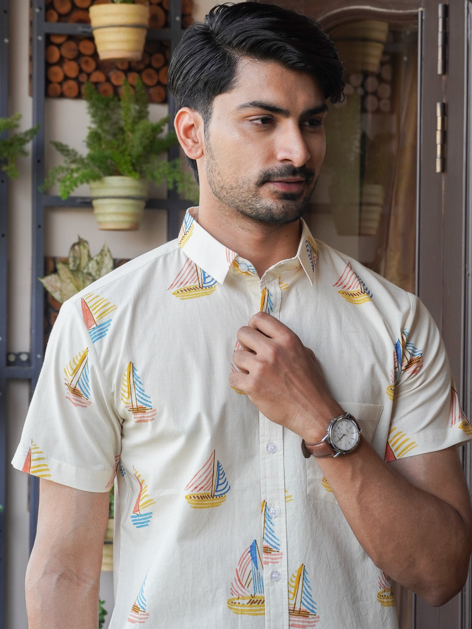 Yellow Ocean Sail Casual Printed Shirt