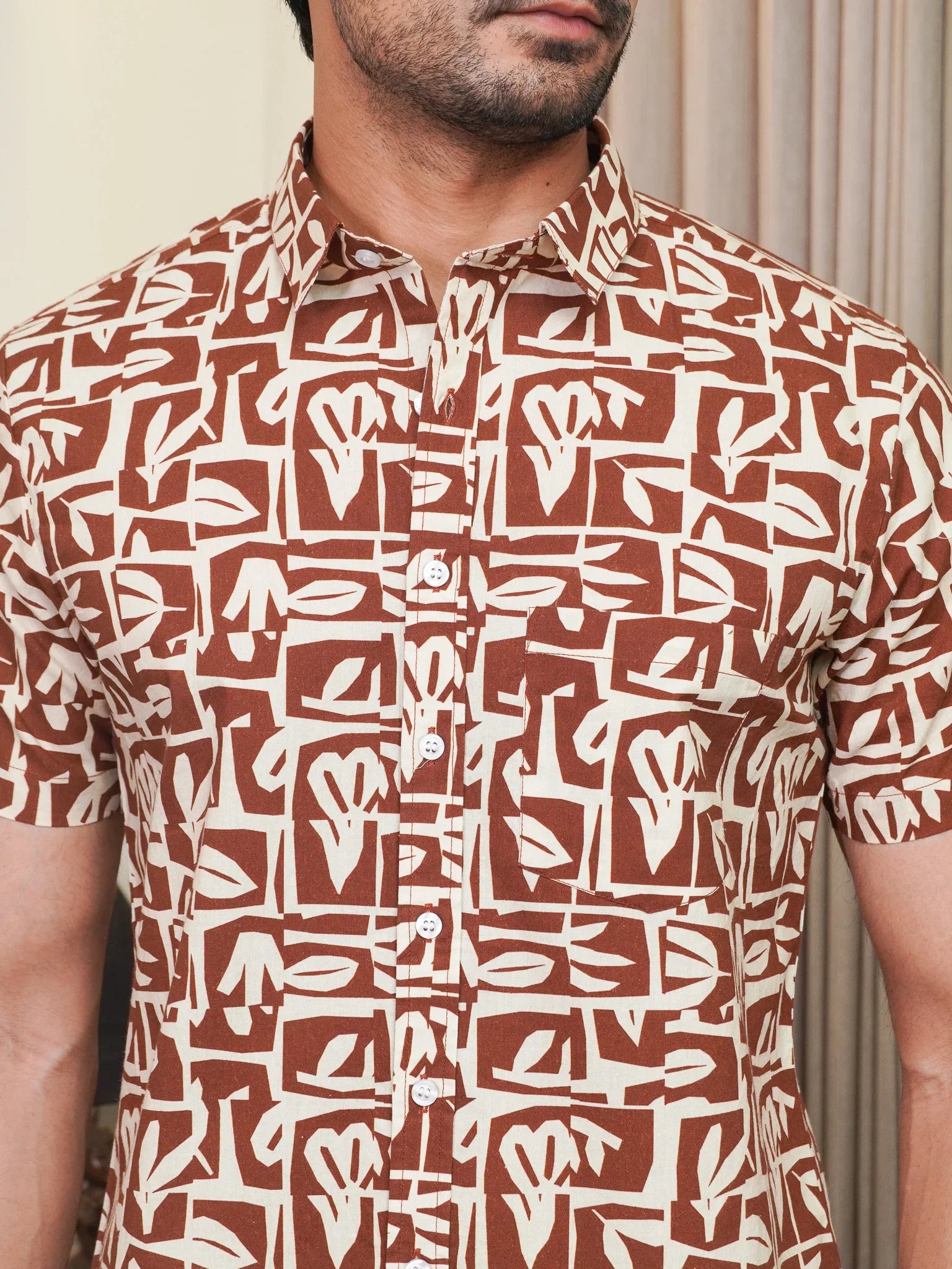 Brown Abstract Cotton Casual Printed Shirt for Men printed shirt for men by The Dapper X