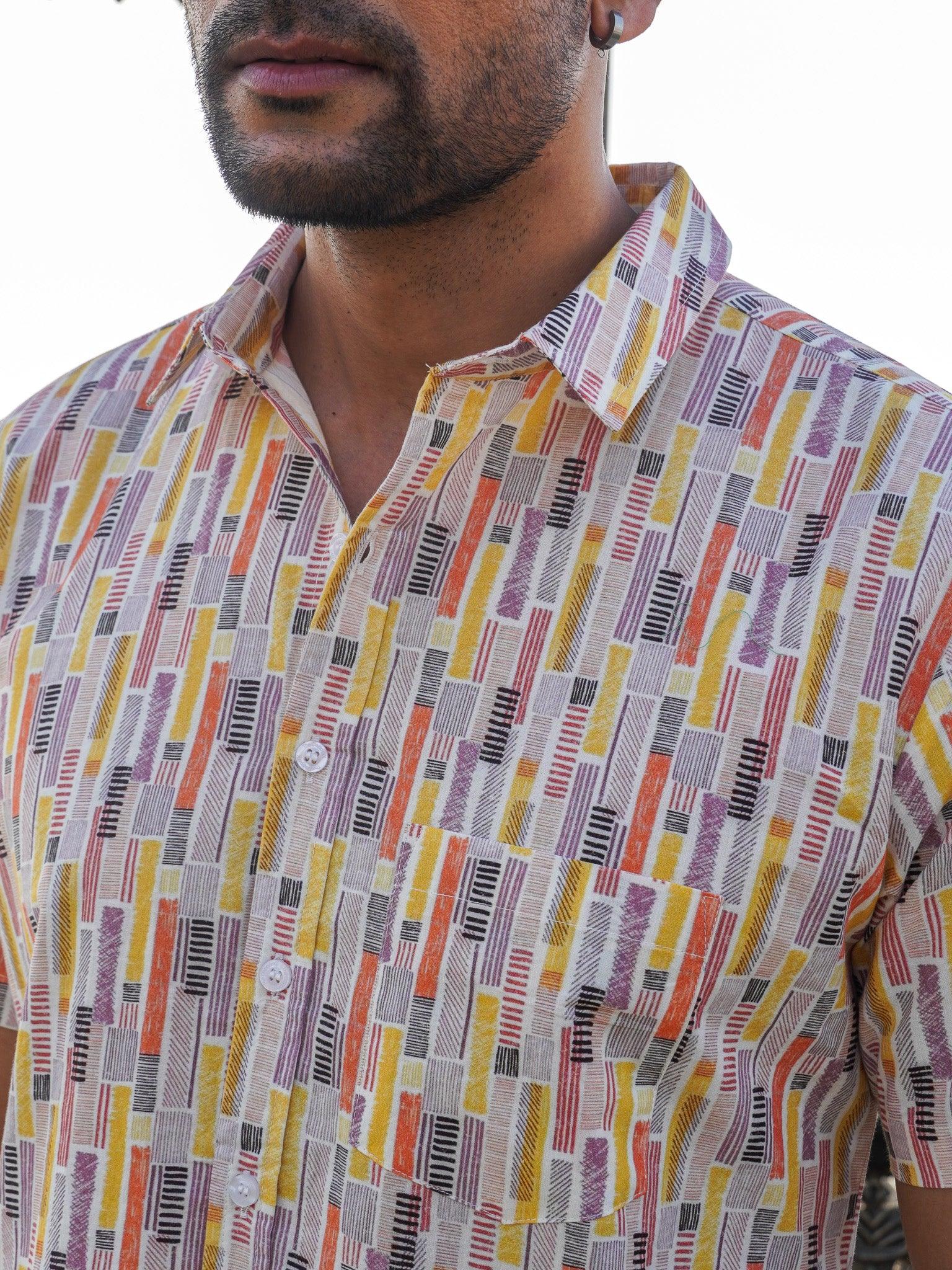 Multiplaid Printed Cotton Half Sleeve Shirt printed shirt for men by The Dapper X