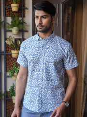 Blue Indigo Printed Half Sleeve Casual Shirt