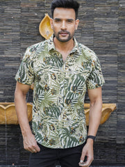 Urban Jungle Cotton Leaf Printed Shirt