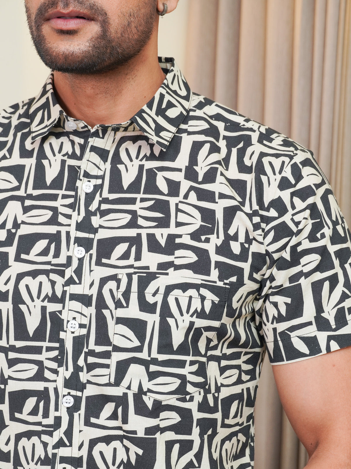 Close-up of black white and grey geometric motifs