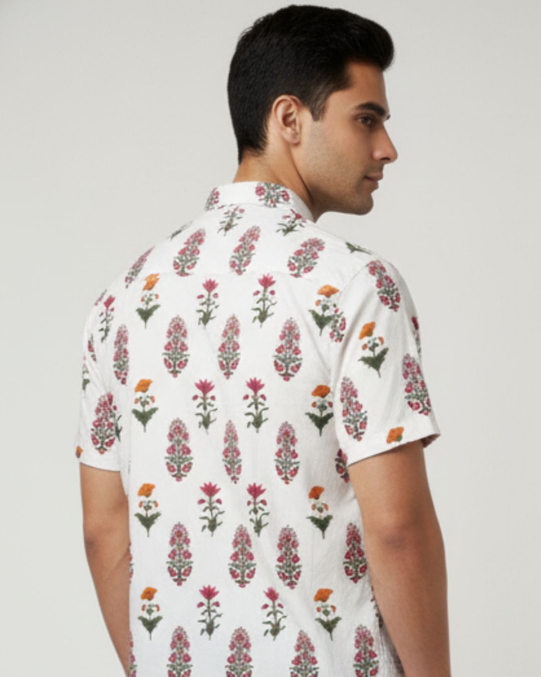 White Floral Bliss Cotton Printed Shirt