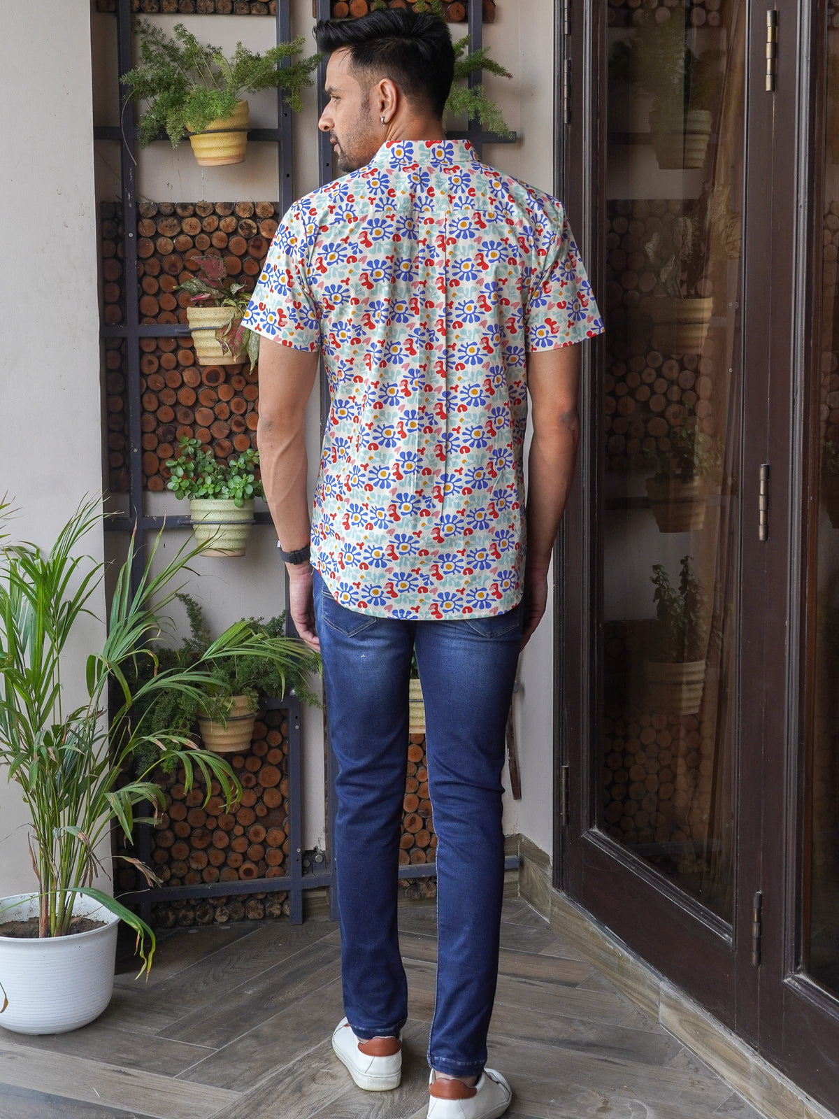 Back view of The Dapper X multicolor floral printed shirt