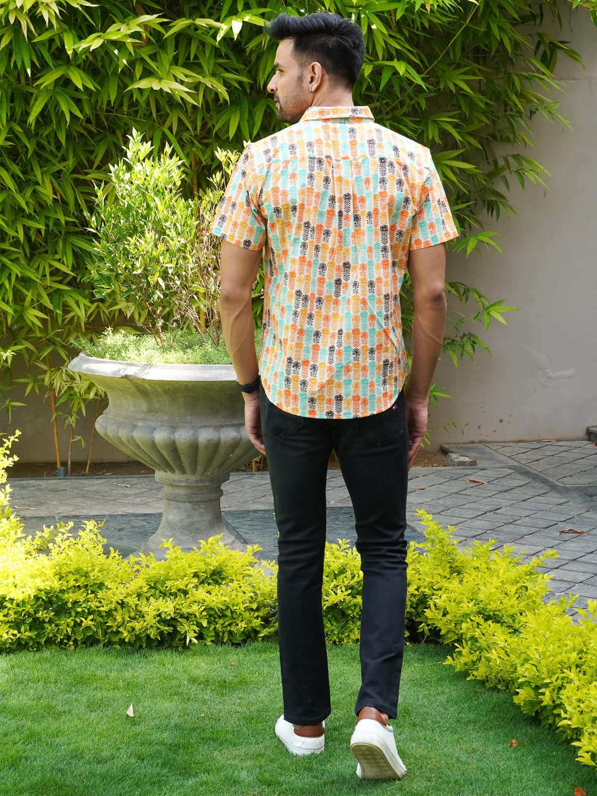 Back view of The Dapper X Retro Charm printed shirt